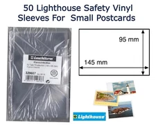 50 Protective Clear Vinyl Sleeves HP10 Small Postcards 145x95mm Safe Holders NEW