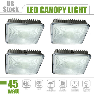 4Pack,120-277V AC,45W LED Canopy Light Carport Gas Station Outdoor Lighting IP65