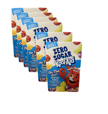 36 SINGLES of KOOL AID TROPICAL PUNCH Singles To Go! Water Drink Mix! 6 BOXES