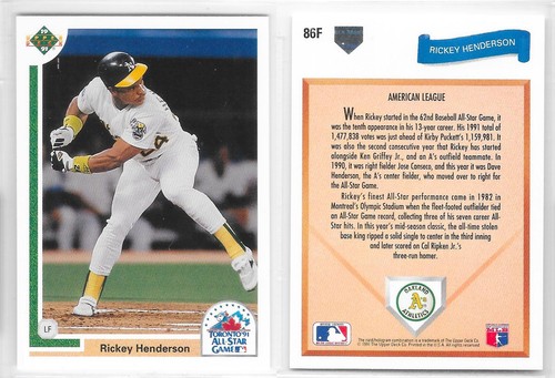 Upper Deck Baseball 1991 MLB All-Star Set Complete #80F-99F Griffey Ripken - Picture 8 of 21