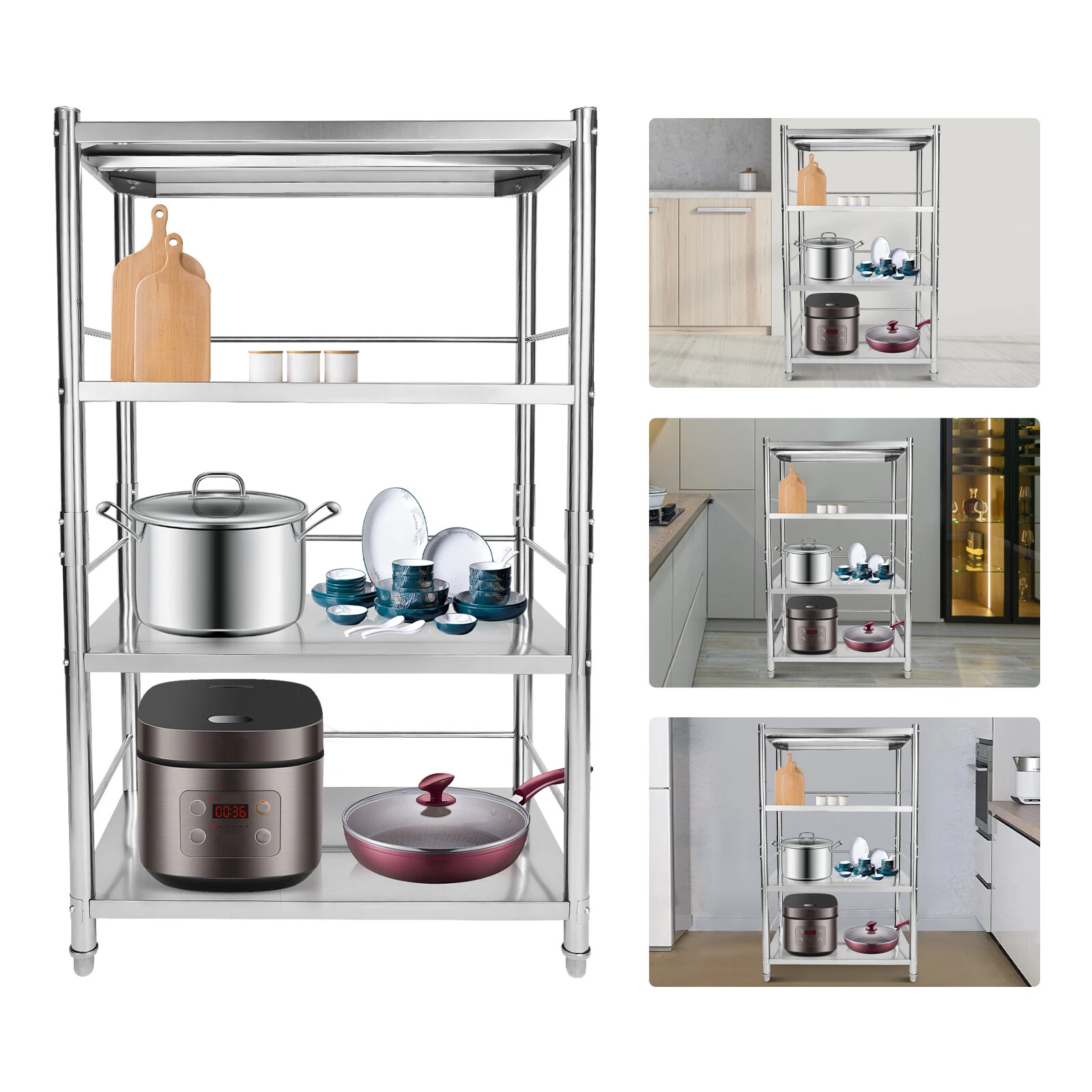 2/4/5 Tier Shelf Kitchen Rack Storage Shelving Unit Organizer Stainless Steel