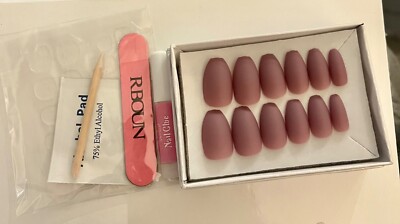 Kit Faux Ongles Press On Rouge Bordeaux 24 Pièces Avec Colle Et Gel Pad - Neuf