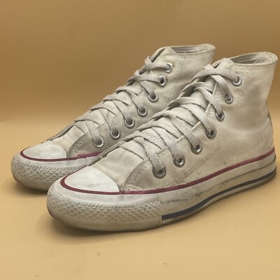 Vintage Hi-Top Converse White Chuck Taylor All Stars Size Made in USA! 