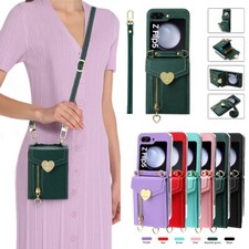Love Leather Wallet Case Cute Lanyard Stand Cover For Samsung Galaxy Z Flip6 5 3