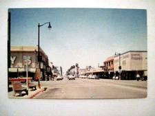 1950's Postcard of Oceanside, California w/ Cool Looking Cars & Palm Trees  *