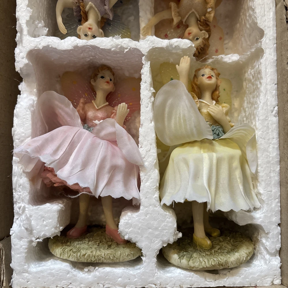 Vintage 4er Set Elfen Figuren ca. 13 cm von 1999 – unbenutzt mit Karton