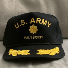 U.S. Army Retired Militaria Theme Black Embroidered Hat/Cap Gold Leaf Brim