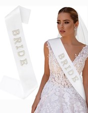 White Bride To Be Sash Bridal Shower Bachelorette Party Decorations Gift