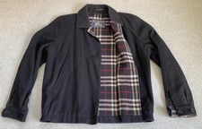 Vintage BURBERRYS' LONDON Jacket Wool Alpaca Nova Check Plaid Interior SZ Lg