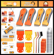8 Pack Retractable Razor Blade Scraper Tool with 120 Blades & 3 Cleaning Brushes
