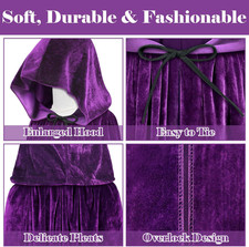 Purple Hooded Cape and Cloak - Witch Costume for Women, Raven Costume, Wizard...