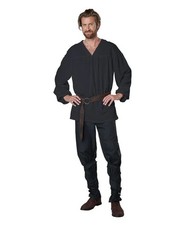 Renaissance Medieval Pirate Shirt - Cream or Black - Costume - Men - 2 Sizes