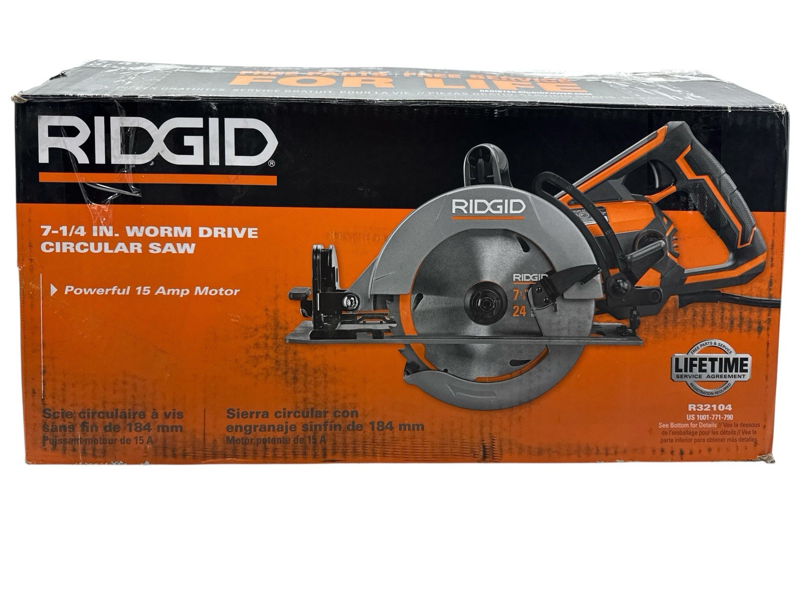 Ridgid 7-1/4" Corded Worm Drive Circular Saw R32104 Used