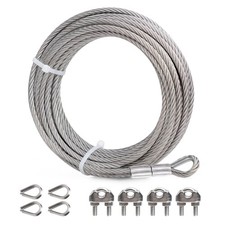 1/4 Inch Stainless Steel Cable, 50FT Wire Rope ， 7 X 19 Strands Construction,...