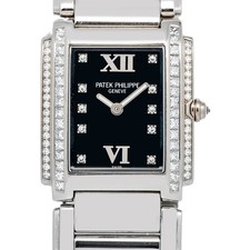 Patek Philippe Twenty-4 4910/20 W/Archive Diamond Bezel Black Dial Quartz 25mm 2