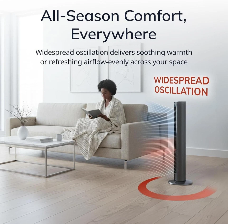 Lasko Oscillating All Season Tower Fan and Space Heater in One for Home with Adj - Image 3 of 4