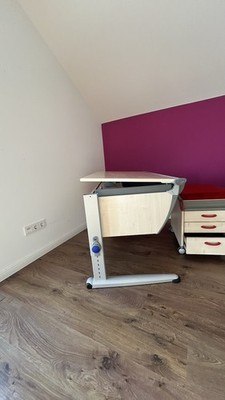 Kinder Schreibtisch höhenverstellbar neigbar mit Rollcontainer 3 Schubladen Moll