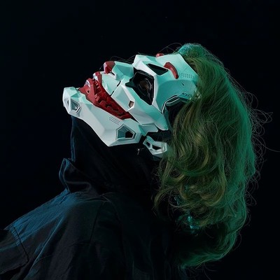 Cyberpunk Joker Clown Maske Cosplay Halloween Vollmaske Resin Kostüm