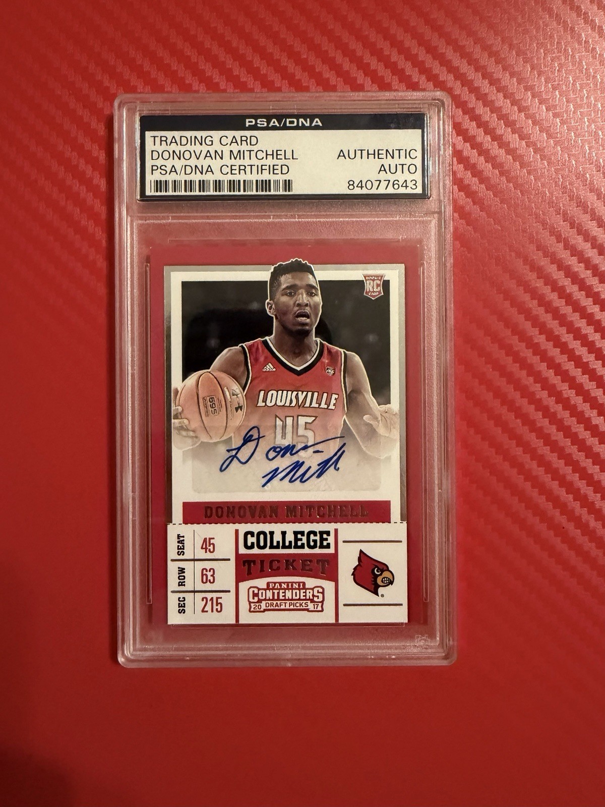 Panini 2017 Contenders Donovan Mitchell #79 Auto RC PSA 84077643