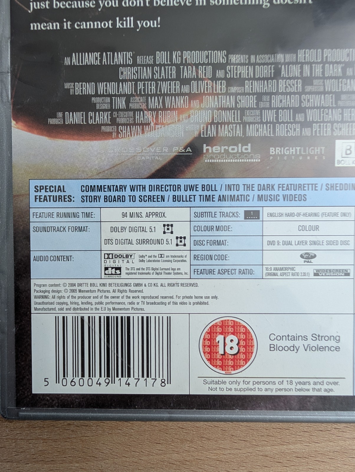 Alone in the Dark DVD Christian Slater Tara Reid Stephen Dorff Uwe Boll DN4901 image 5