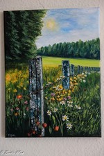 Eigenes Acrylbild. Leinwand.30x40cm. ungerahmt. Zaunblumen. Unikat.