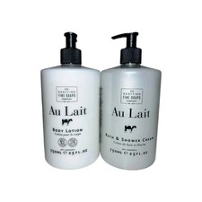2-Pk The Scottish Fine Soaps Au Lait Bath  Shower Cream  Body Lotion Duo
