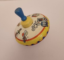 Vintage 1950s Tin Litho Circus Metal Spinning Top Retro Ohio Art Toy