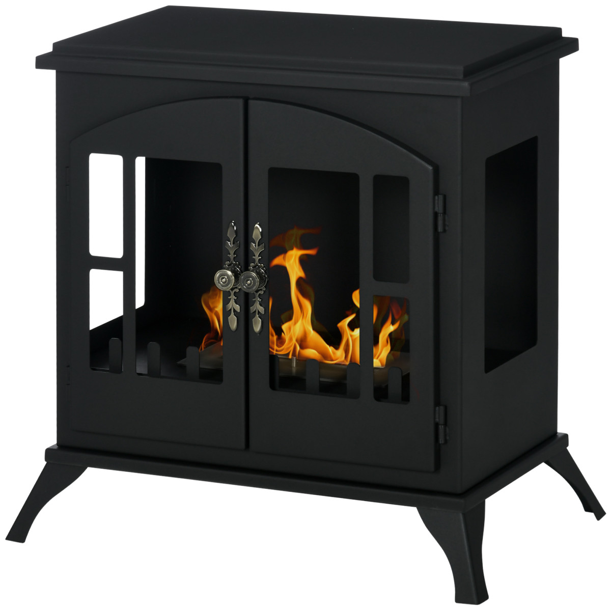 Homcom Black Ethanol Fireplace Stove Freestanding Bioethanol Fire W/ 0.9L Tank - Image 2
