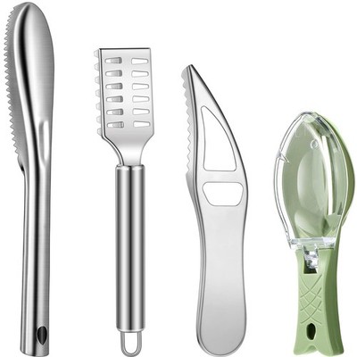 4 Pcs Fish Scaler Remover Stainless Steel Fish Skin Scraper Grater Multi-func...