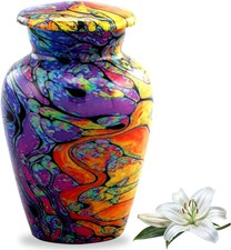 Modern Print Keepsake Urn - Colorful Mini Cremation Urn for Ashes - Handcrafted