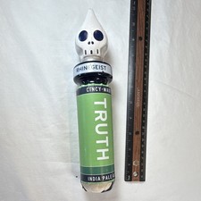 Rhinegeist Truth India Pale Ale Draft Beer Tap Handle w/ White Skull Top DAMAGED