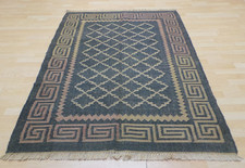Turkish Carpet Rug HAND MADE Wool Vintage Oriental KILIM 6ft 4" x 4ft 5 Abstract