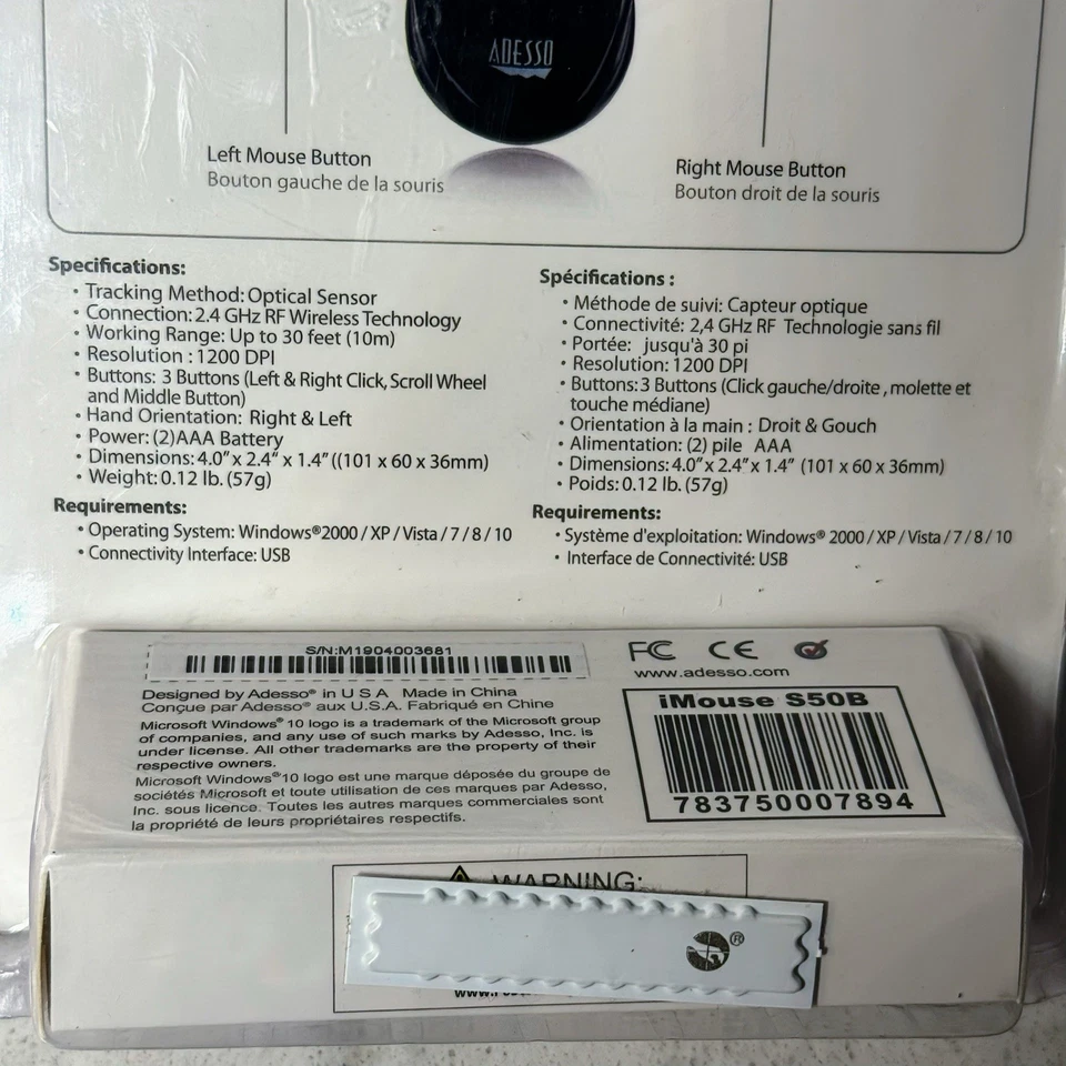 Adesso iMouse S50 - 2.4GHz Wireless Mini Mouse BRAND NEW Wireless Replacement - Image 3 of 3