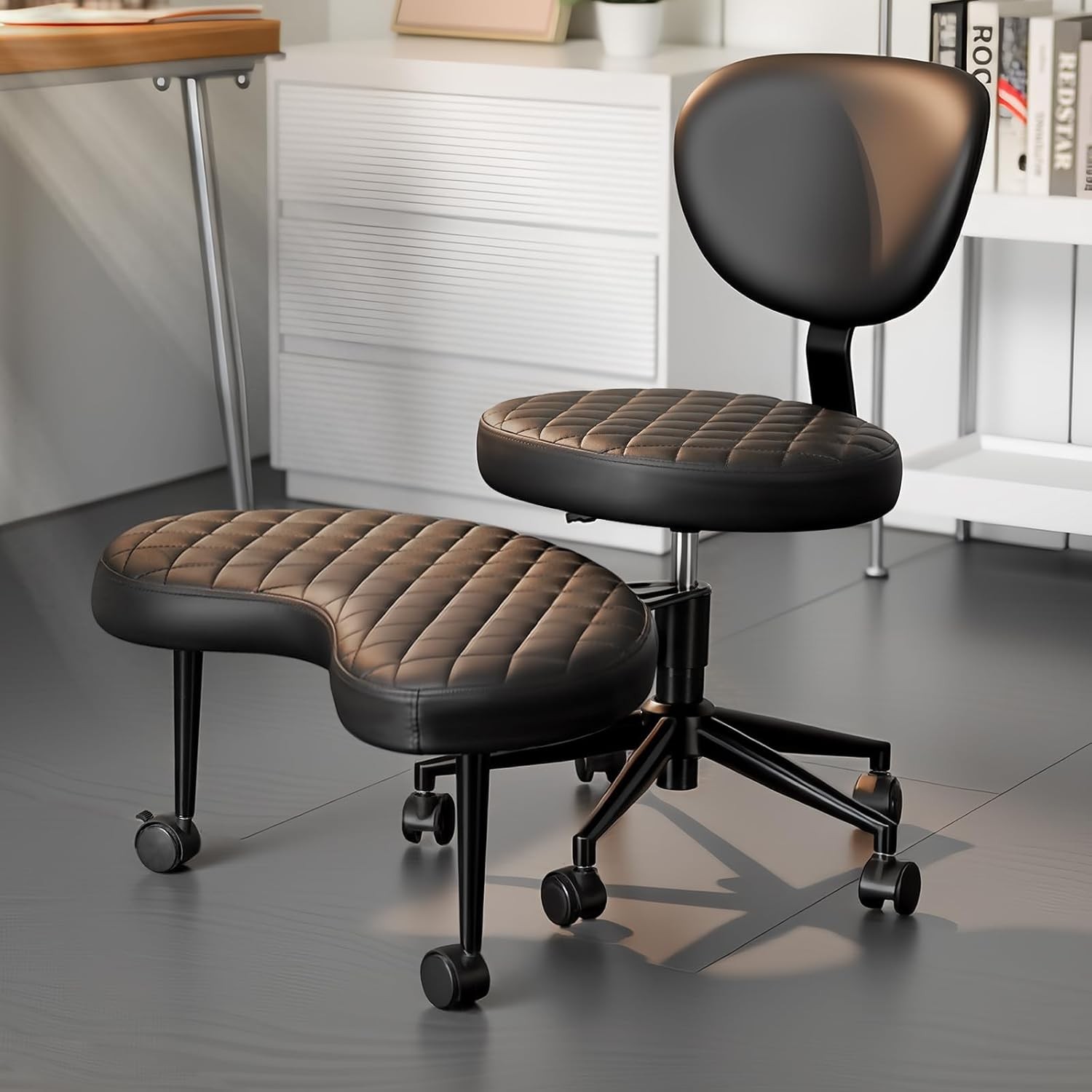 Wide Comfy Desk, Ergonomic Criss Cross Design, Cross Legged Office Chair