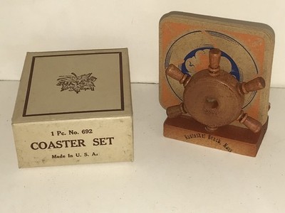 VINTAGE NANTASKET BEACH SOUVENIR COASTER SET SHIPS WHEEL HULL MA PARAGON PARK