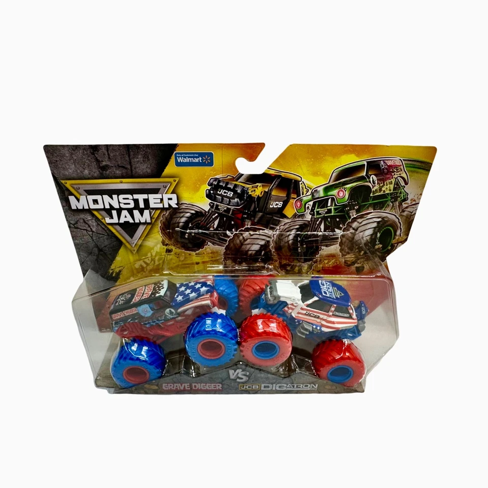 Литые модели монстр-траков Monster Jam Grave Digger Vs. JCB Digatron Star n Stripes - Изображение 2 из 3