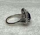 Stunning Sterling Silver Blue and White Crystal Cocktail Ring Size 7.5 — photo 5