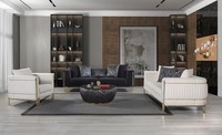 Weiß-Schwarze Couchgarnitur Designer 3-Sitzer Sofa Polstersessel