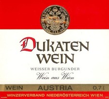 Dukaten Wein Weisser Burgunder Austria 1970s 1980s Vtg Wine Label