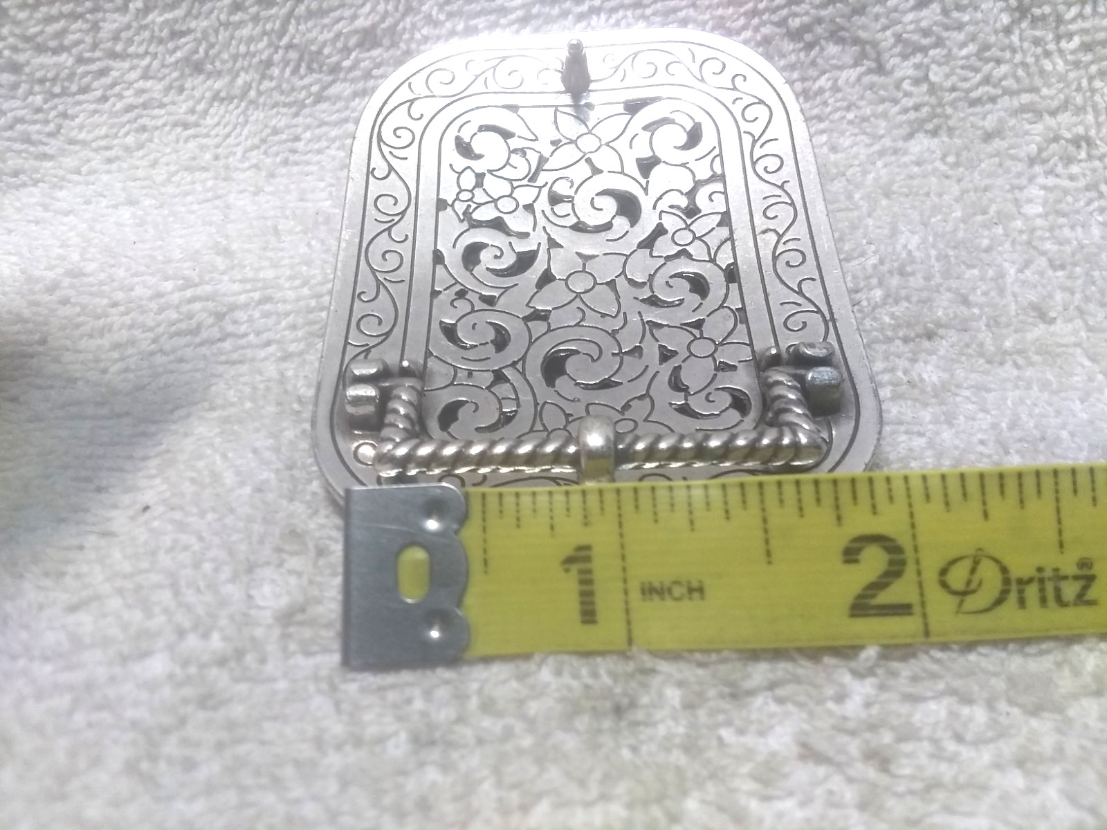 Silver Rectangle Rhinestone Filled Flower Filigre… - image 9