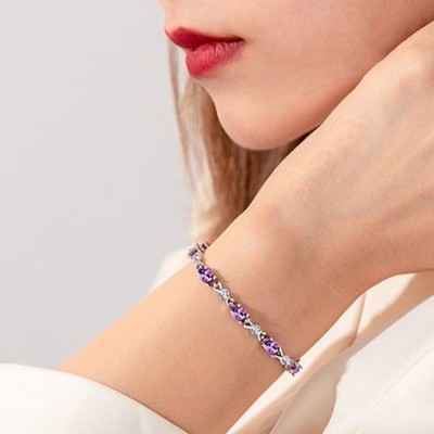 Women's Fashion Synthetic Amethyst Bracelet Adjustable Bracelet Jewelry Copper