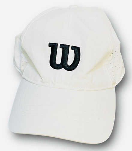 Wilson Ultralight Mens Hat W Logo White Adjustable Cap Tennis Black NEW w/o Tags