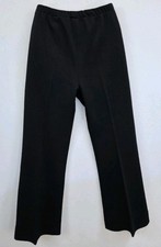 Vintage Women's 70s Wide-Leg Flare Black Ribbed Polyester Pants Retro