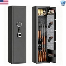 52" Biometric Gun Rifle Safe Adjustable Racks Shotgun Cabinet with Alarm System