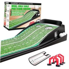 Premium Golf Putting Green Indoor with 3 Golf Putting Gates - Improves Black