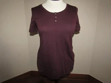 LOGO by LORI GOLDSTEIN THE tee HENLEY - SZ. M - PLUM - NEW w/o TAGS