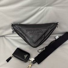 Prada Triangle Logo Zip Crossbody Small Bag Embossed
