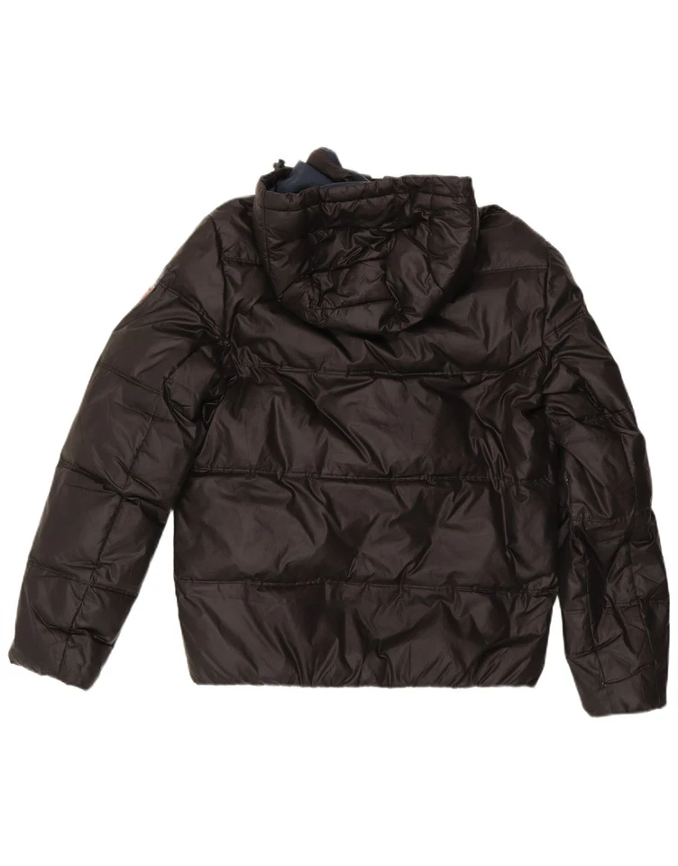 GUESS Mens Hooded Padded Jacket UK 38 Medium Black Polyester DY51 - Image 4 of 4