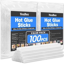 YesBes 100 Pack Hot Glue Sticks, Full Size 10" Long x 0.43" Diameter Glue Sticks 0.46 per gallon