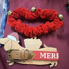 mud pie christmas Dog Collar Red